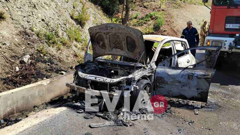 Εύβοια: Όχημα έπιασε φωτιά στη μέση του δρόμου